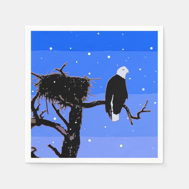 Serviette En Papier Bald Eagle en hiver - Art original de la faune (Devant)