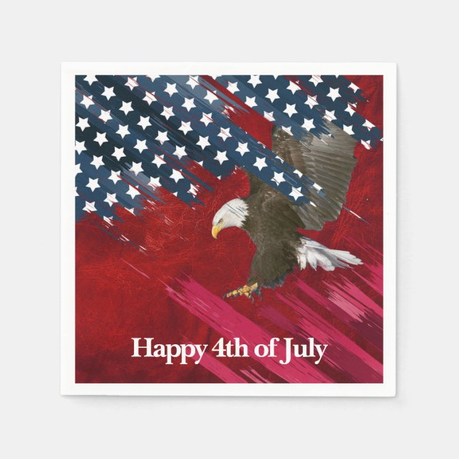 Serviette En Papier Bald Eagle on American Flag Abstract (Devant)