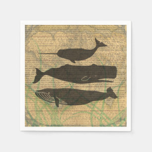 Serviette En Papier Baleine antique Vie marine