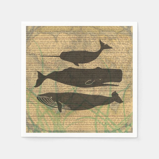 Serviette En Papier Baleine antique Vie marine (Devant)