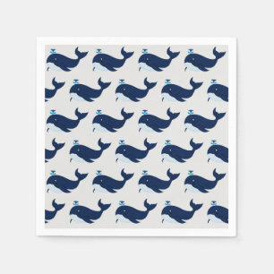 Serviette En Papier Baleine Bleue, Nautique