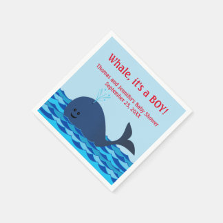 Serviette En Papier Baleine, c'est un Baby shower garçon serviettes