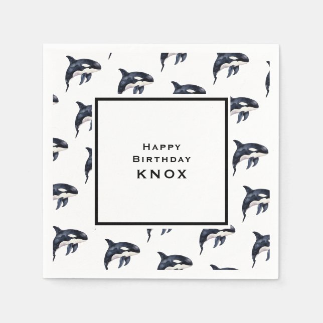 Serviette En Papier Baleine fête d'anniversaire (Devant)