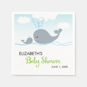 Serviette En Papier Baleine mignonne et Bébé baleine, Baby shower