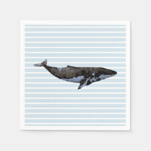 Serviette En Papier Baleine Ocean Blue Stripe Papier Napkin