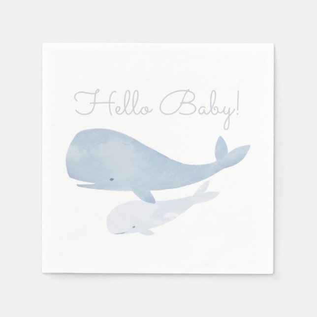 Serviette En Papier Baleine sous le Baby shower marin (Devant)