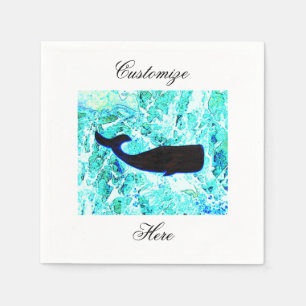 Serviette En Papier baleine sous-marine noire