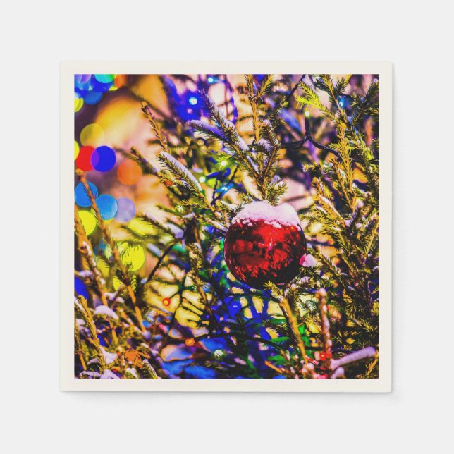 Serviette En Papier Ball rouge Noël (Devant)