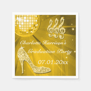Serviette En Papier Balle de disco dorée et talons scintillants pour l