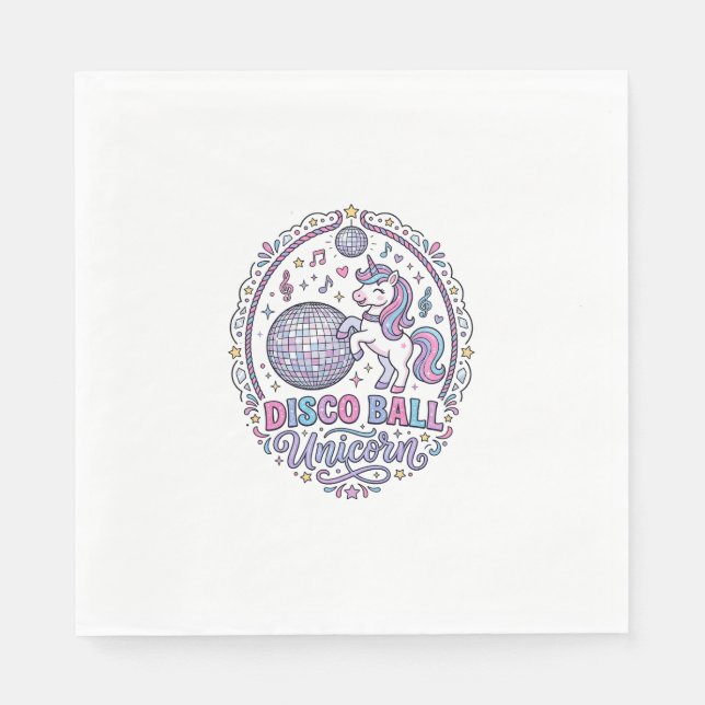 Serviette En Papier Balle de disco Licorne Licorne Impression ludique  (Devant)