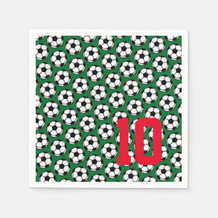 Serviette En Papier Balle de football Blanc Noir Vert NOMBRE Sports En