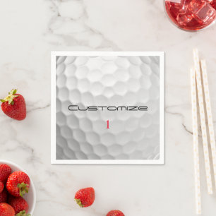 Serviette En Papier Balle de golf blanche texturée avec nom et numéro