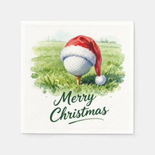 Serviette En Papier Balle de golf de Noël avec chapeau de Père Noël su
