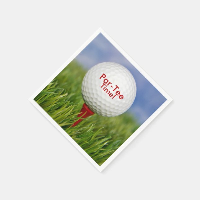 Serviette En Papier balle de golf de partie sur tee rouge (Coin)