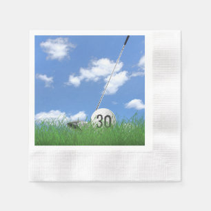 Serviette En Papier balle de golf et club pour 30e anniversaire