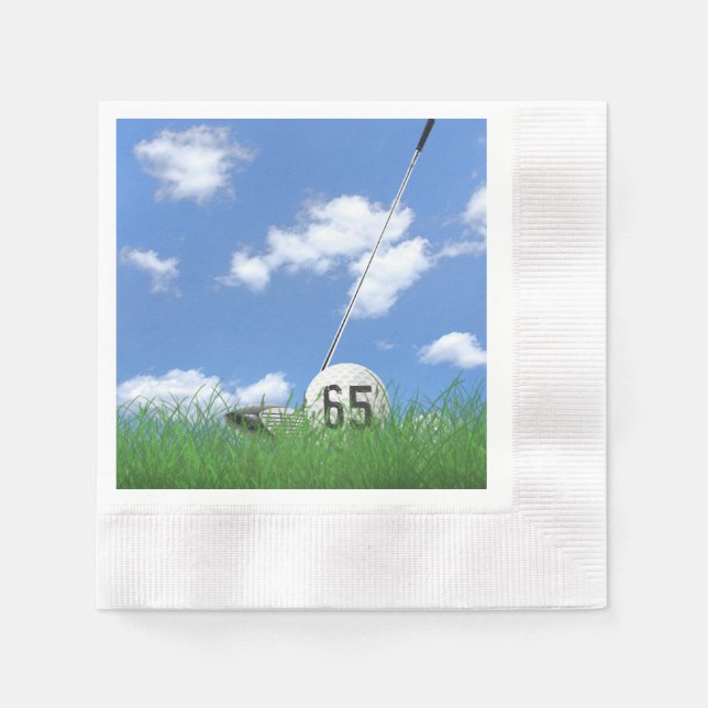 Serviette En Papier balle de golf et club pour 65ème anniversaire (Devant)