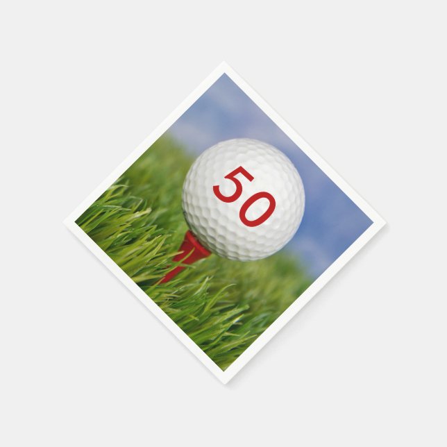 Serviette En Papier balle de golf sur un tee rouge (Coin)