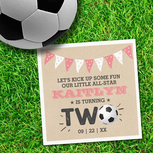 Serviette En Papier Balle de soccer étoile 2e anniversaire (Créateur téléchargé)