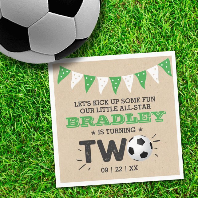 Serviette En Papier Balle de soccer étoile 2e anniversaire (Créateur téléchargé)