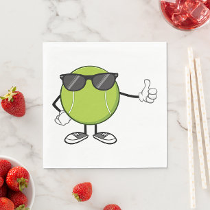 Serviette En Papier Balle de Tennis Souriante avec Lunettes de Soleil