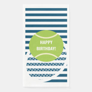 Serviette En Papier Balle de Tennis Vert moderne rayé Anniversaire