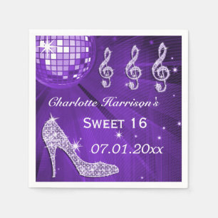 Serviette En Papier Balle disco violette et talons scintillants Sweet