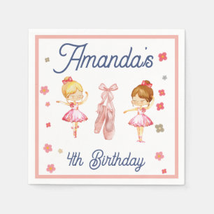 Serviette En Papier Ballerina Ballet rose Motif Anniversaire