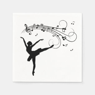 Serviette En Papier Ballerina Dancing with Music Notes