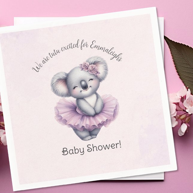 Serviette En Papier Ballerina Koala Tutu Excitée Baby Girl Douche (Créateur téléchargé)
