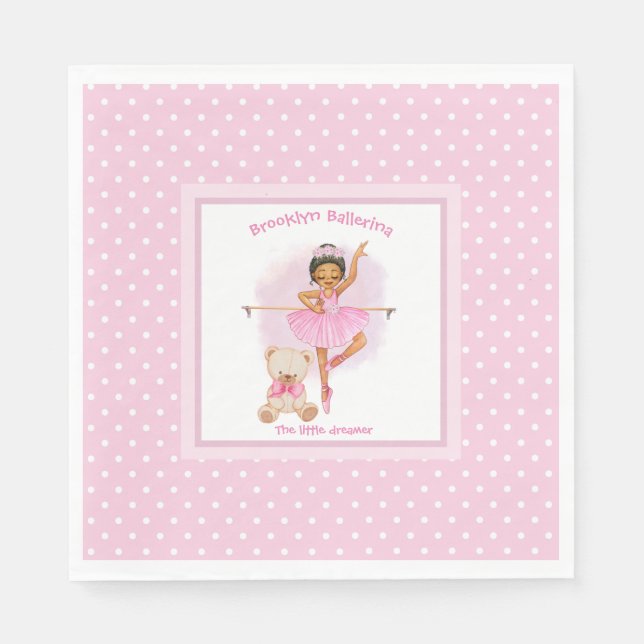 Serviette En Papier Ballerina rose floral blanc pois (Devant)