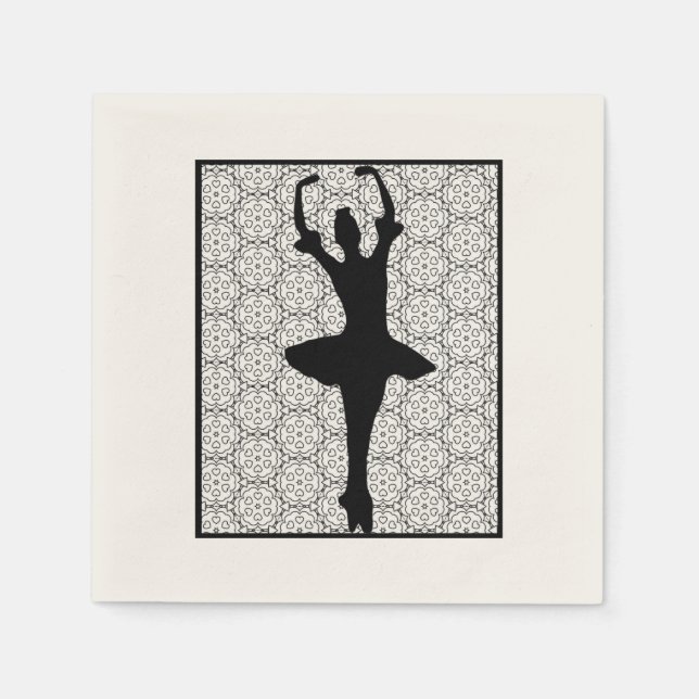 Serviette En Papier Ballerina Silhouette sur un Motif de mandala du co (Devant)