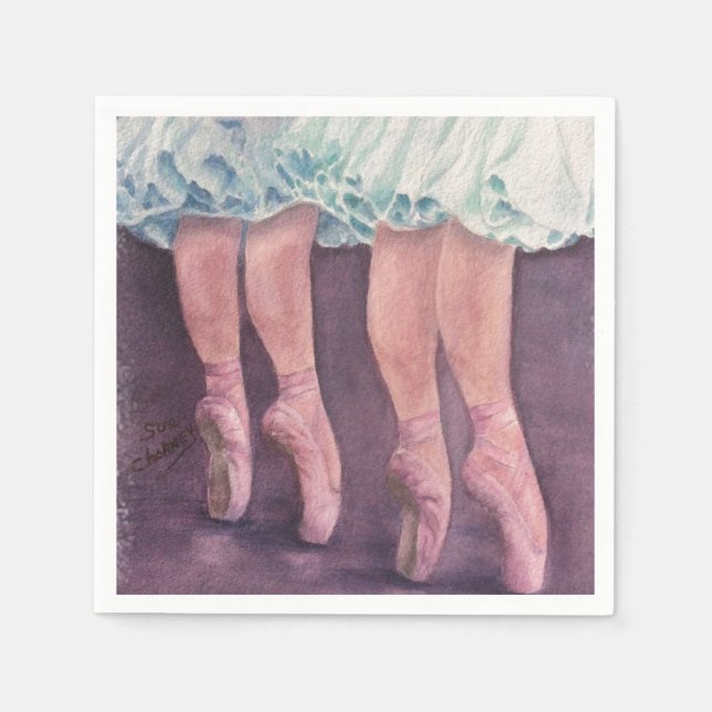 SERVIETTE EN PAPIER BALLERINAS EN PAPIER BLEU NAPKINS (Devant)