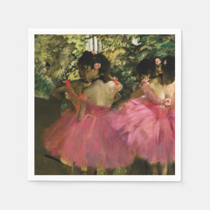 Serviette En Papier Ballerinas en rose par Edgar Degas