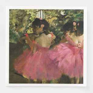 Serviette En Papier Ballerinas en rose par Edgar Degas