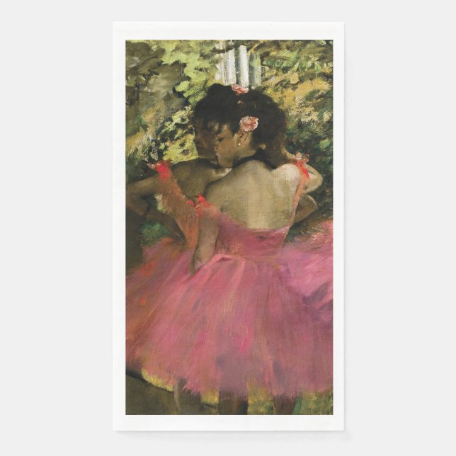 Serviette En Papier Ballerinas en rose par Edgar Degas (Devant)