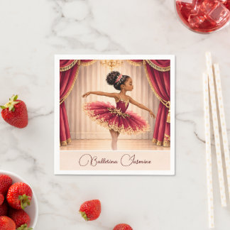 Serviette En Papier Ballerine Afro-Américaine Anniversaire Bourgogne O