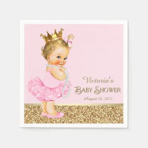 Serviette En Papier Ballerine Princesse Rose Or Bébé Shower
