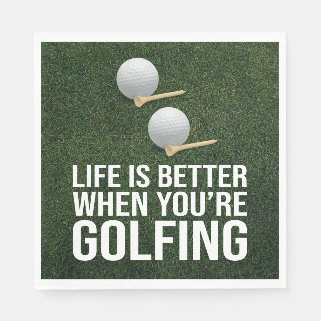 Serviette En Papier Balles de golf sur fond d'herbe verte (Devant)