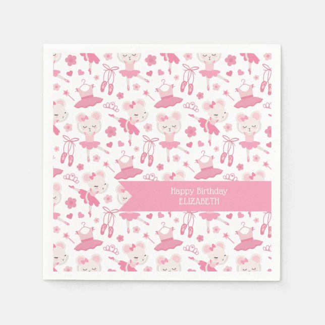 Serviette En Papier Ballet Ballerina Papier rose Napkin (Devant)