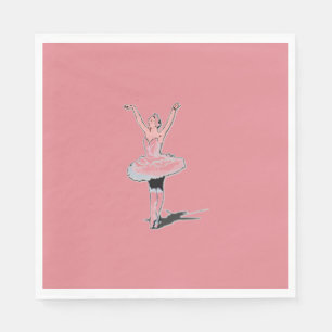 Serviette En Papier Ballet Thème Pink Ballerina Fille Anniversaire