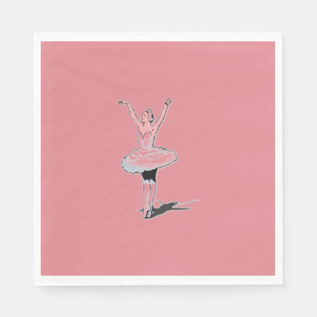 Serviette En Papier Ballet Thème Pink Ballerina Fille Anniversaire (Devant)