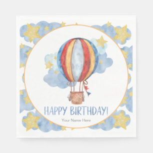 Serviette En Papier Ballon à Air Chaud Bleu Rouge Étoiles Enfants Joye