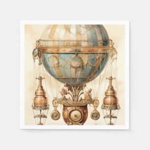 Serviette En Papier Ballon à air chaud bleu vapeur vintage (3)