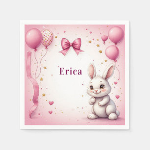 Serviette En Papier Ballon d'anniversaire lapin rose 🐰