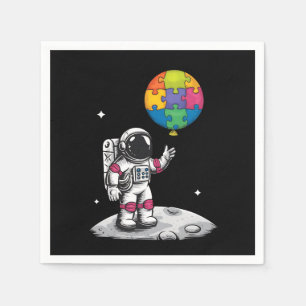 Serviette En Papier Ballon d'astronaute autiste Espace Sensibilisation