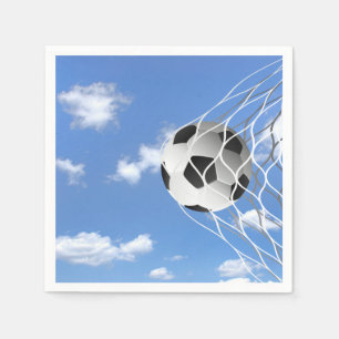 Serviette En Papier Ballon de foot dans le filet