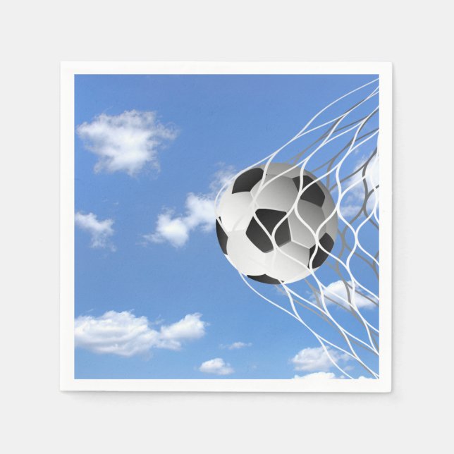 Serviette En Papier Ballon de foot dans le filet (Devant)