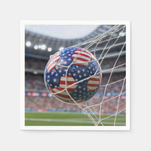 Serviette En Papier Ballon de football avec drapeau américain dans le 