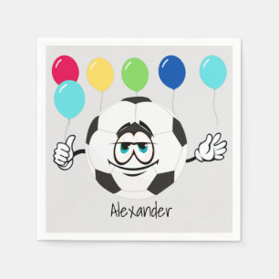 Serviette En Papier Ballon de football drôle visage coloré ballons