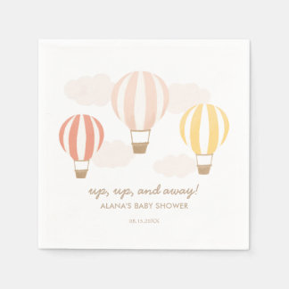 Serviette En Papier Ballons à air chaud rose Baby shower fille